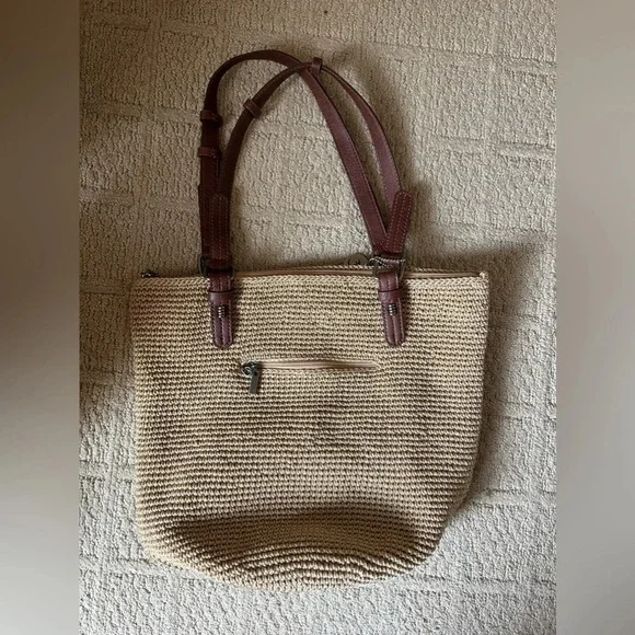 The Sak Silverwood Crochet Shopper Bag Shoulder Tote Zip Womens - Picture 1 of 6